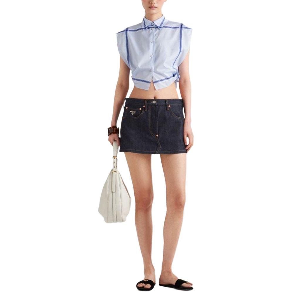 PRADA Check print Cropped Shirt