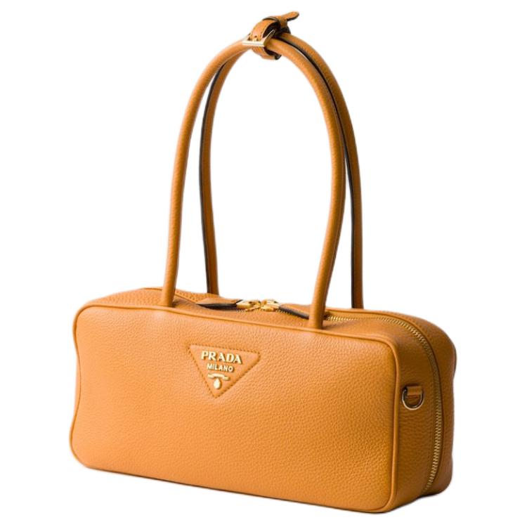 PRADA Calfskin Shoulder Bag Women's Orange