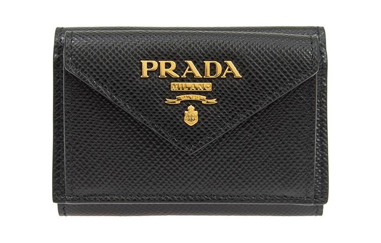 PRADA Calfskin Wallet Women's Black