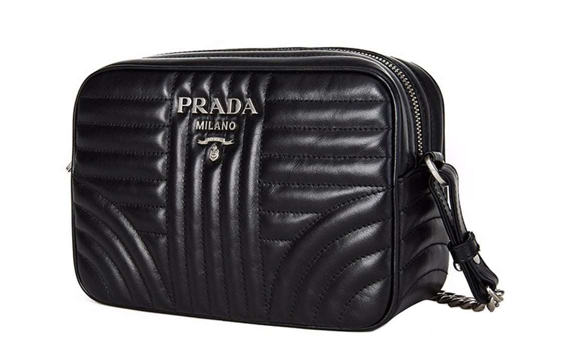 PRADA Cow Leather Shoulder Bag Women's Black