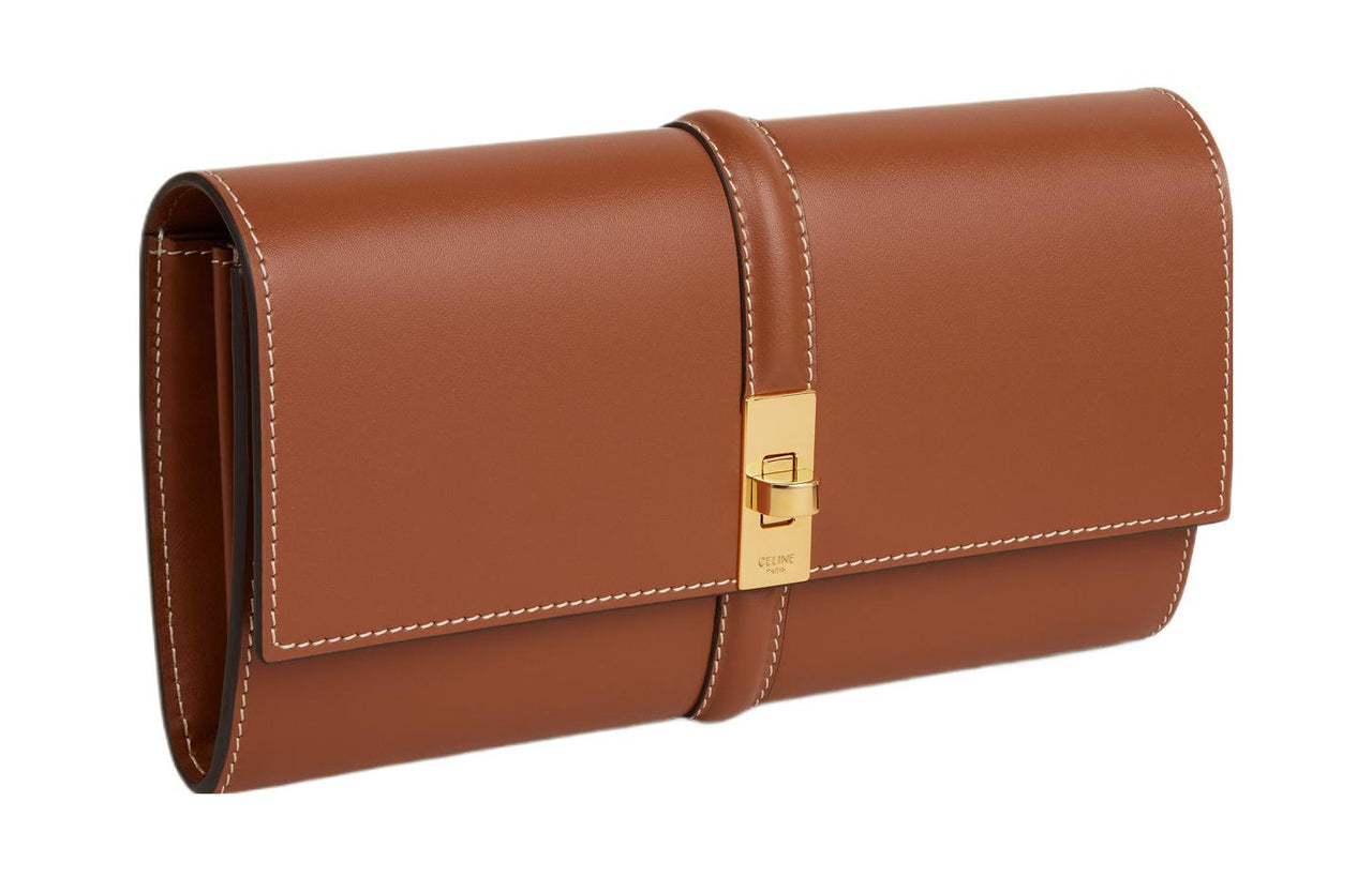 CELINE Calfskin Wallet Large Size Women's Brown