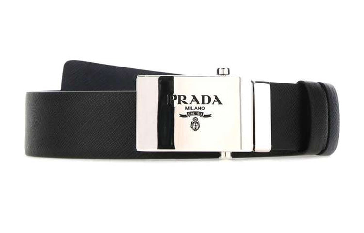 PRADA Cow Leather Leather Belts Unisex Black Width: 3.5cm