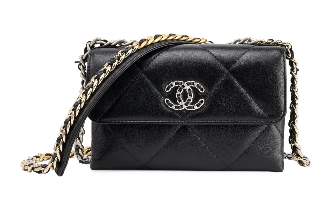 CHANEL 19Bag Lambskin Shoulder Bag Crossbody Bag Women's Black