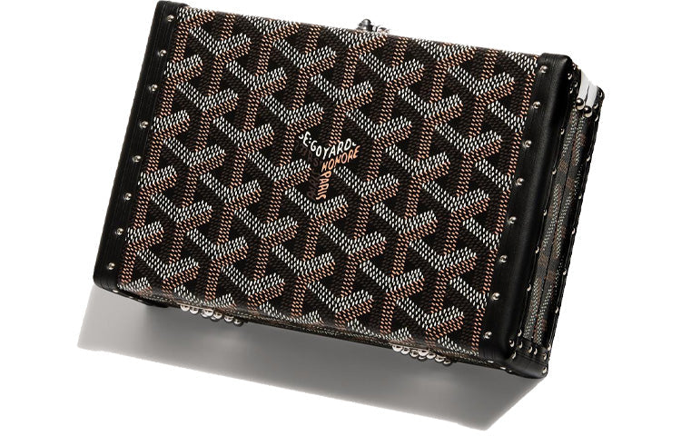 GOYARD Minaudière Trunk Canvas With Leather Clutch Hard Case Women's Black