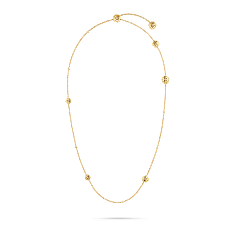 CHANEL 18K Gold Diamonds Necklaces Women's Gold