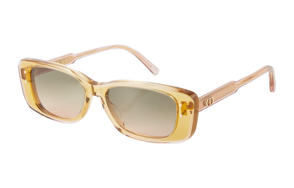 DIOR Acetate Irregular Shape Sunglasses Women's Yellow