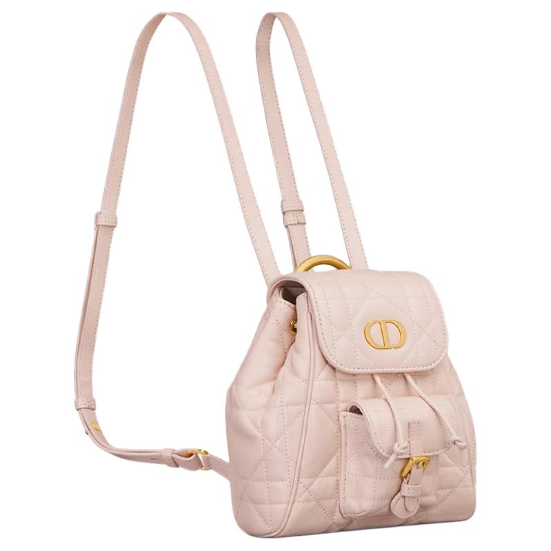 DIOR Caro Sheepskin With Cow Leather Backpack Trumpets Women's Pink