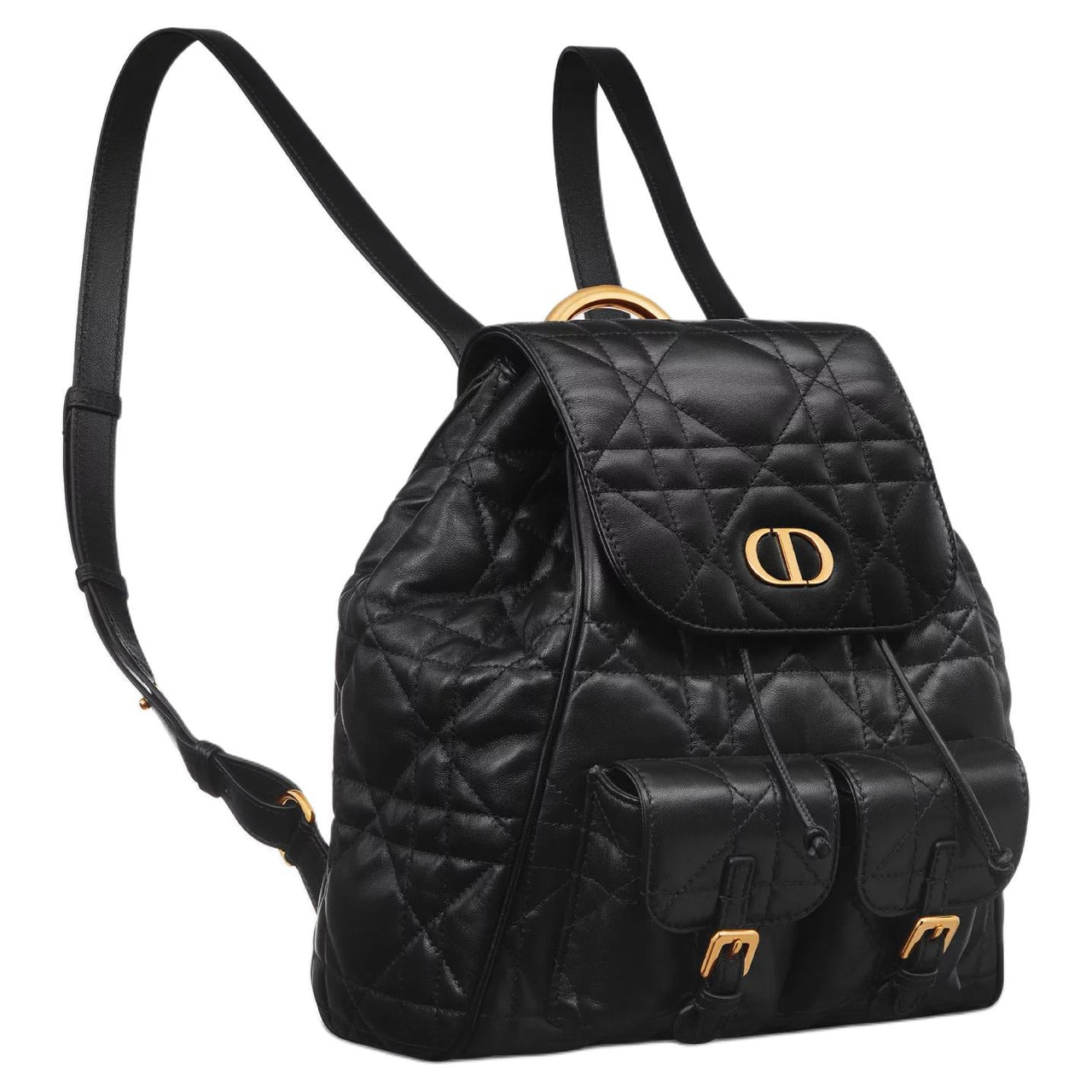 DIOR Caro Sheepskin Backpack Medium Size Women's Black