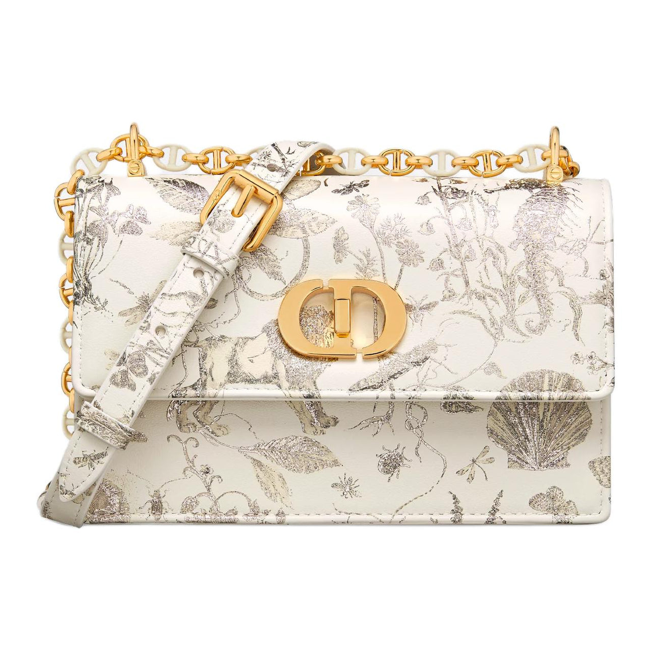 DIOR Cow Leather Crossbody Bag Shoulder Bag Mini Women's Milk White