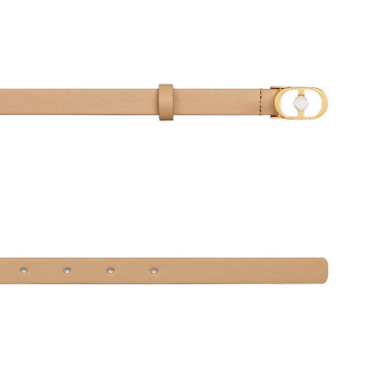 DIOR Calfskin Leather Belts Women's Beige Width 1.5CM