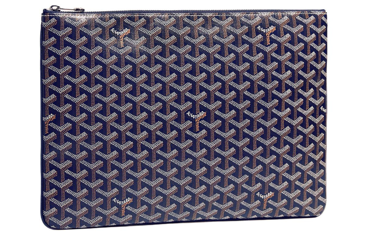 GOYARD SENAT Canvas With Leather Wallet, Toiletry Bag, Clutch Medium Size Unisex Marine Blue