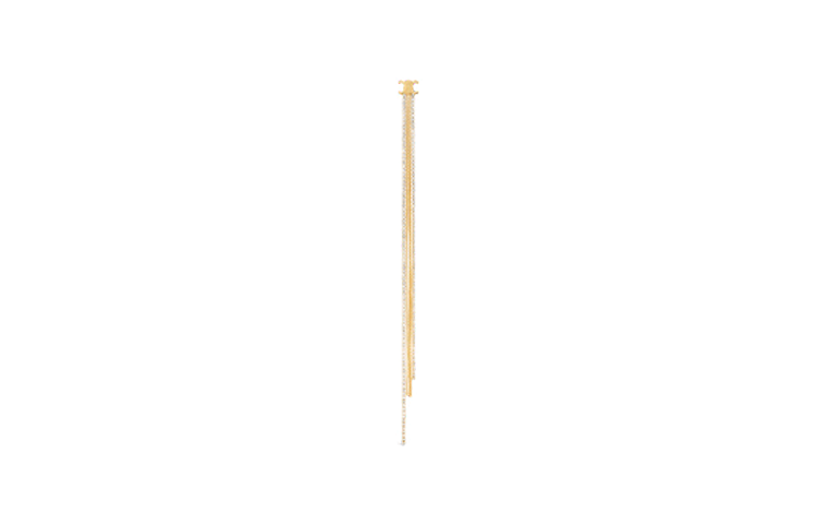 CELINE Crystal Brass Earrings Women's Gold