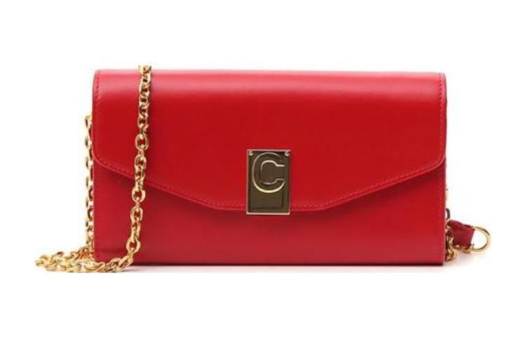 CELINE Calfskin Crossbody Bag Shoulder Bag Women's Red