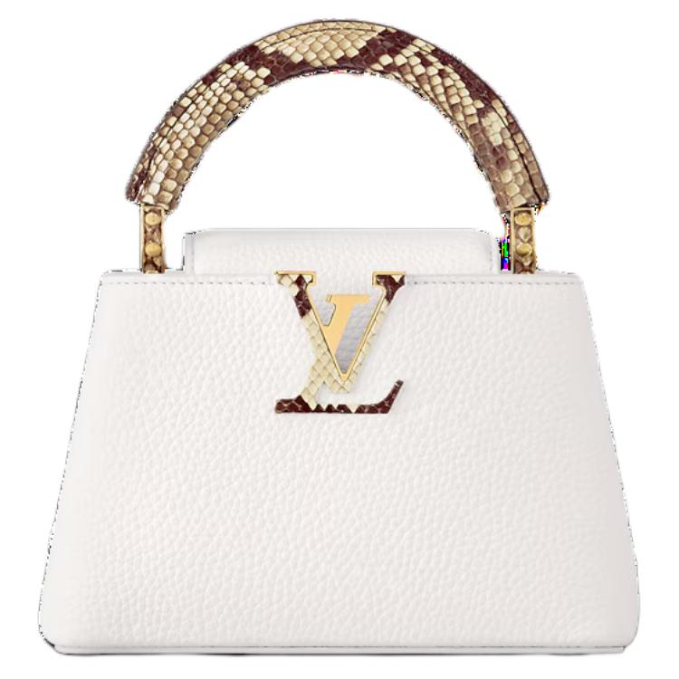 LOUIS VUITTON Capucines Taurillon Leather One Shoulder Handbag Mini Women's White