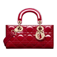 DIOR Lady D JOY Patent Leather Cowhide Dior Bag Shoulder Bag Crossbody Bag Handbag Small Size Women's Cherry Red
