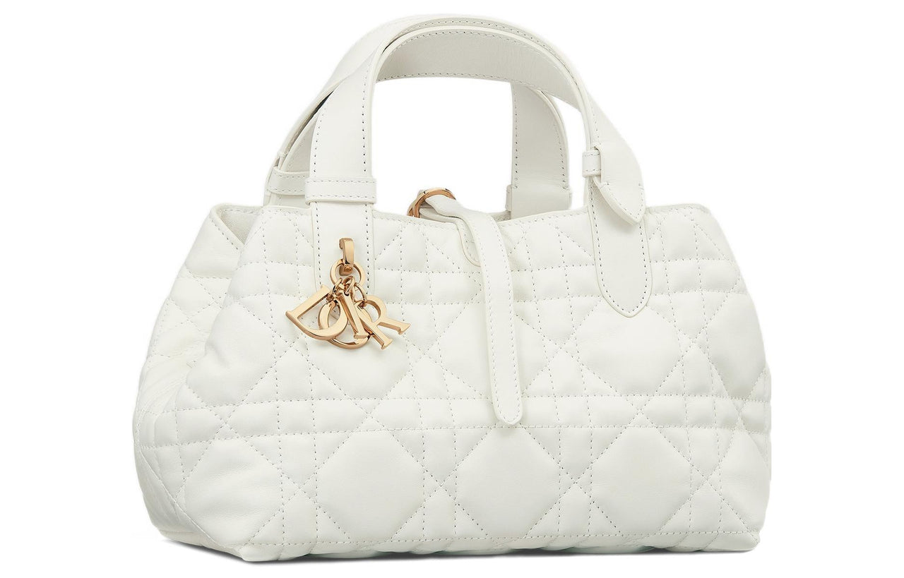 DIOR Cow Leather Native Handbag Trumpets Women's White