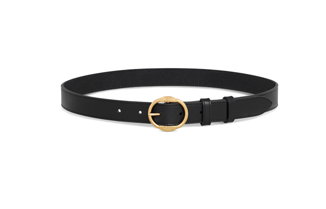 CELINE Cow Leather Belts Women's Black