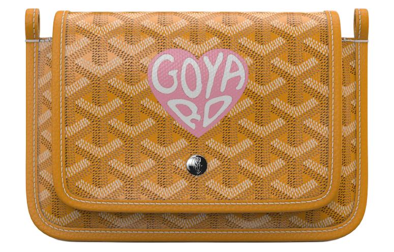 GOYARD Plumet Canvas With Leather Envelope Bag Crossbody Bag Shoulder Bag Unisex Yellow/Soft Pink Small Heart