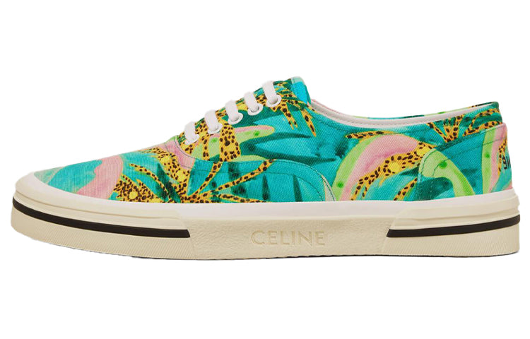 CELINE Eliot Stranded In The Jungle Anti-Slip Wear-Resistant Low-Top Canvas Shoes Men's Multicolor Green