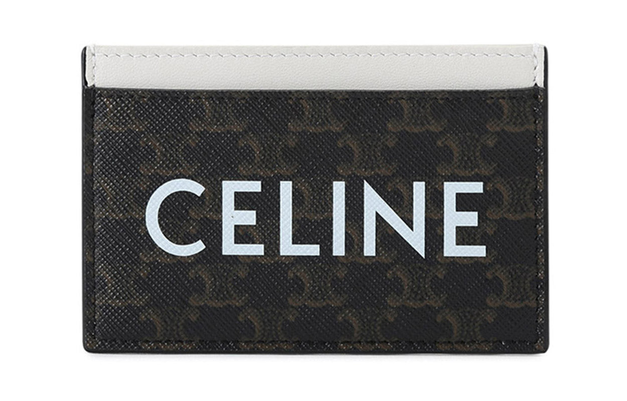 CELINE Coated Canvas Card Holder Card Holder Women's Charcoal Black Bone White Tawny