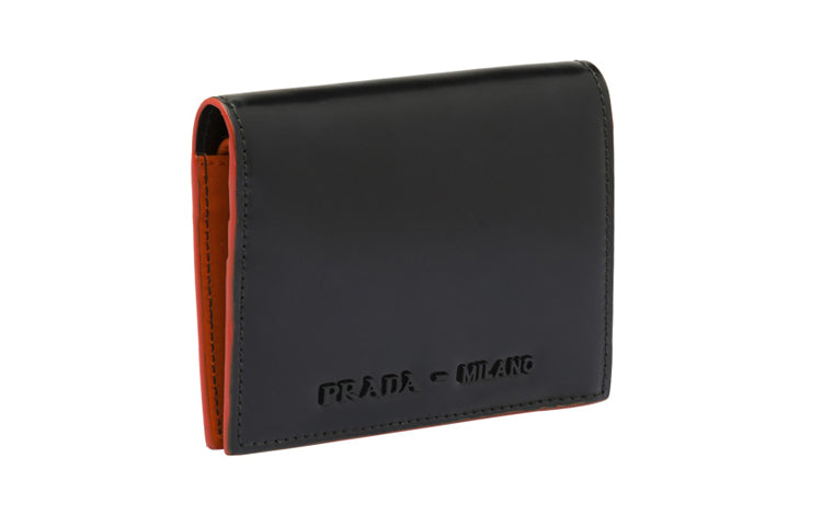 PRADA Cow Leather Card Holder Wallet Regular Unisex Black