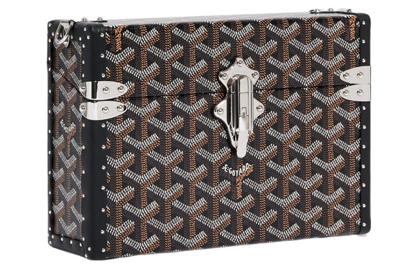 GOYARD Cassette Canvas With Leather Trim TRUNK Hard Case With Crossbody Bag Unisex Marine Blue