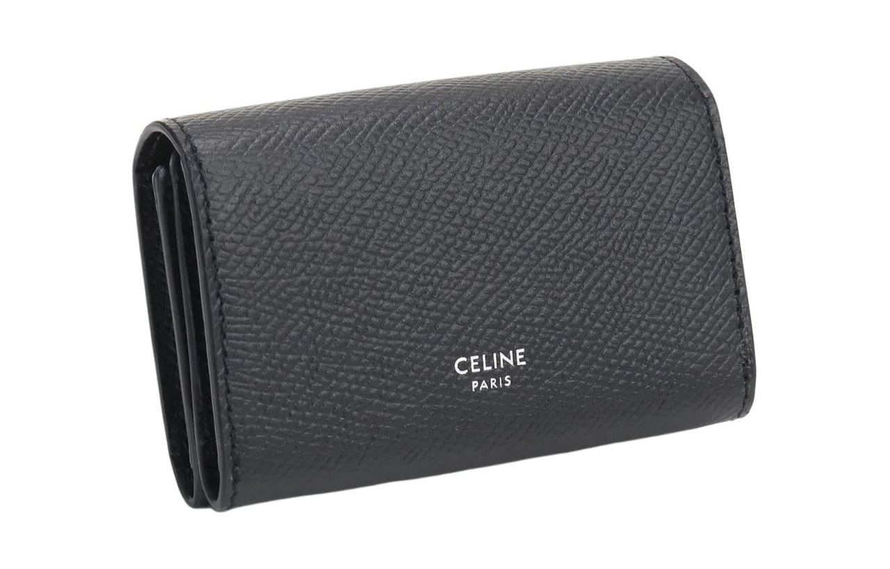 CELINE Calfskin Business Card Holder Card Case Men's Black