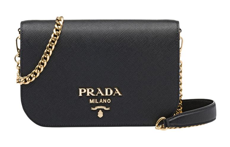 PRADA Cow Leather Crossbody Bag Shoulder Bag Women's Black