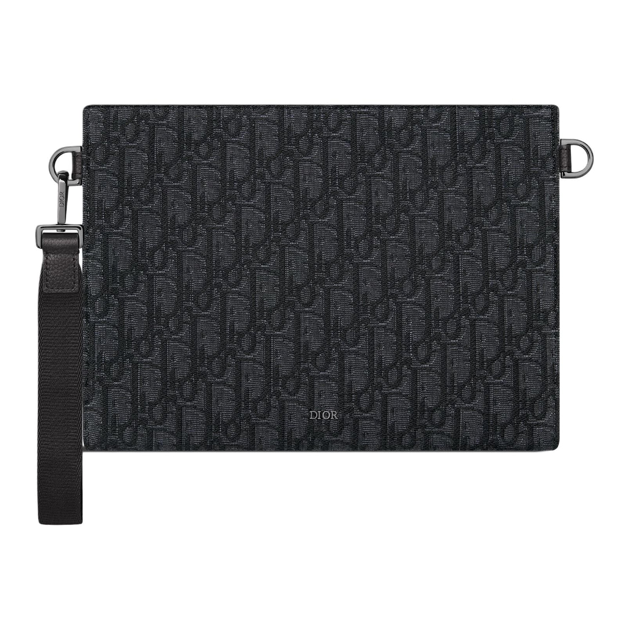 DIOR Oblique Print Jacquard Fabric Clutch Men's Black