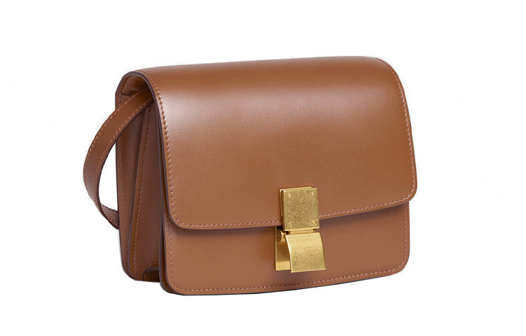 CELINE Classic Bo Cow Leather Tofu Bag Block Crossbody Bag Shoulder Bag Women's Camel