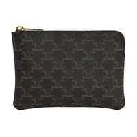 CELINE Triomphe Artificial Leather Coin Purses Card Holders Men's Black