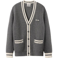 MIU MIU Silk Cashmere Cardigan Slate Grey