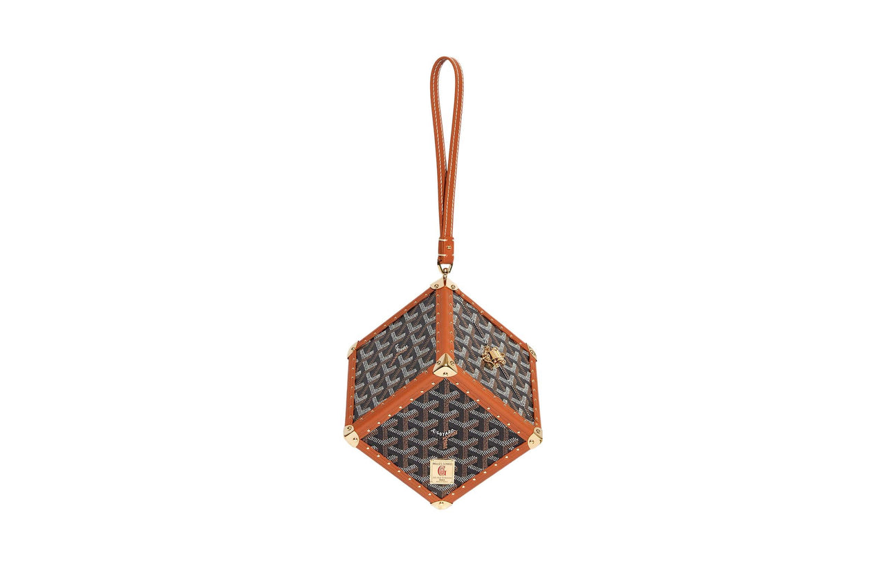 GOYARD Dé Canvas With Leather Wrist Bag Women's Black/Tan