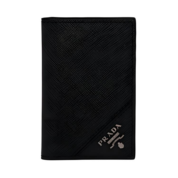 PRADA Cow Leather Card Holder Men's Black