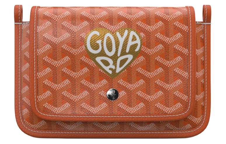 GOYARD Plumet Canvas With Leather Envelope Bag Crossbody Bag Shoulder Bag Unisex Orange 'Pineapple' Gold Small Heart