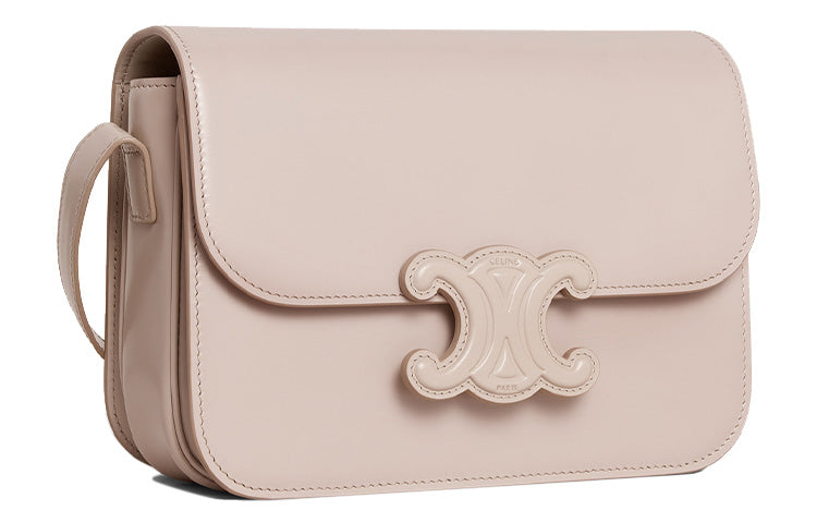 CELINE Cuir Triomphe Calfskin Crossbody Bag Shoulder Bag Medium Size Women's Light Pink