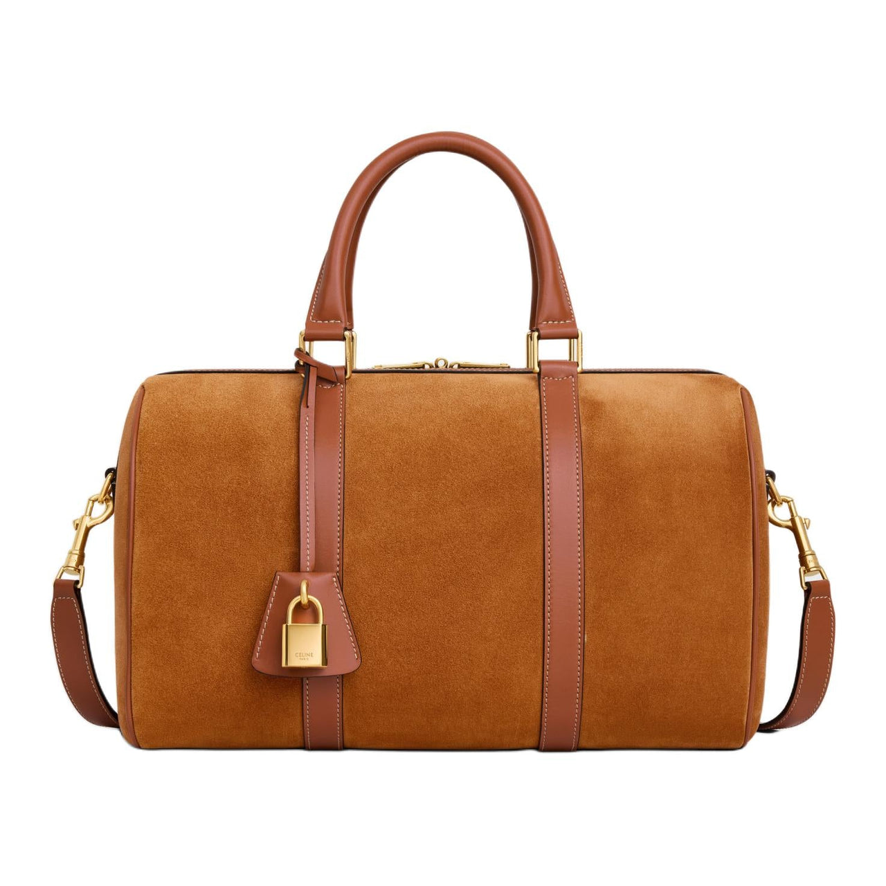 CELINE Cow Leather Boston Bag Shoulder Bag Crossbody Bag Handbag Women's Smoke