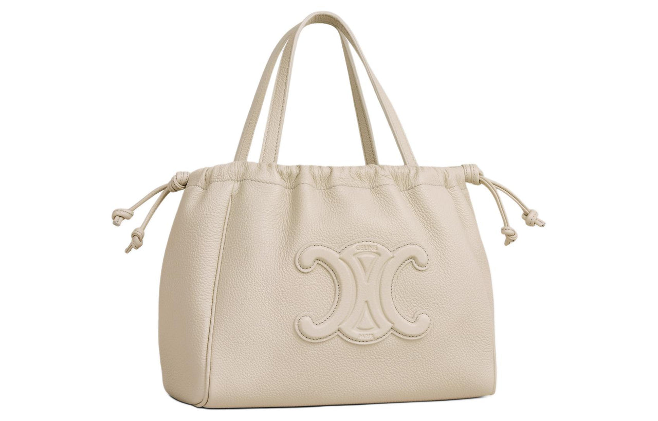 CELINE Cabas Grained Calfskin Shoulder Bag Crossbody Bag Handbag Small Size Women's Luminous Stone Color