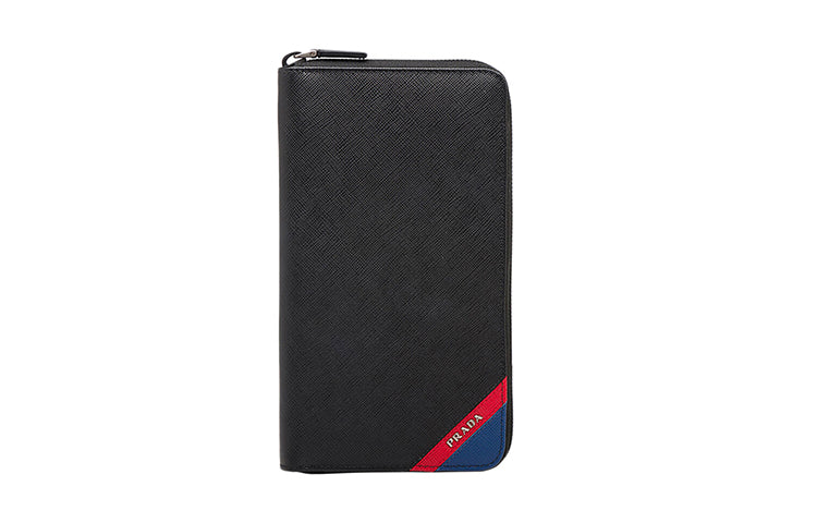 PRADA Cow Leather Clutches Wallets Men's Black