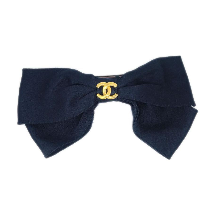 CHANEL 1990-2000s Cc Bow Hair Barrette