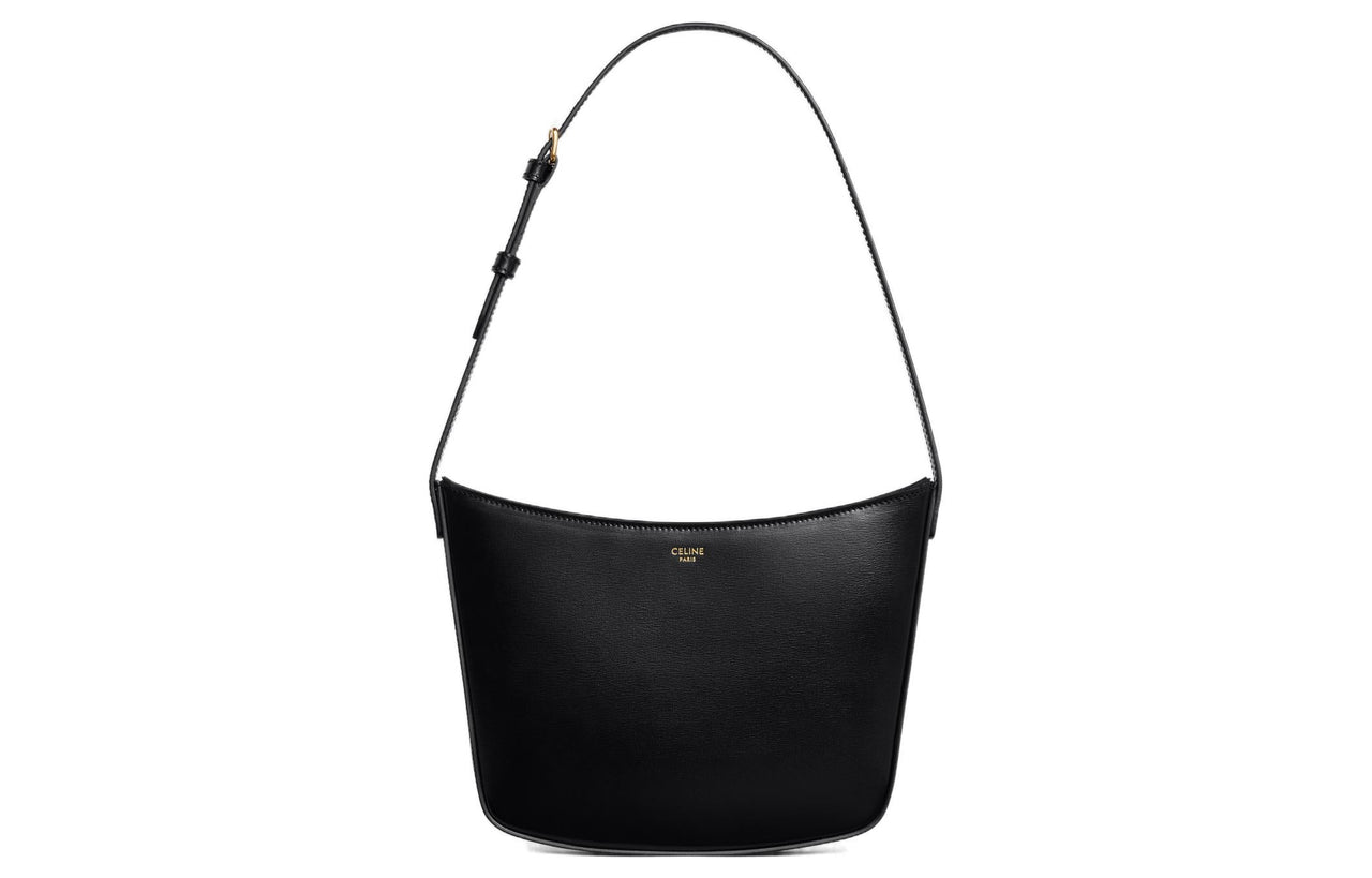CELINE Croque Cow Leather Handbag, Shoulder Bag Women's Black