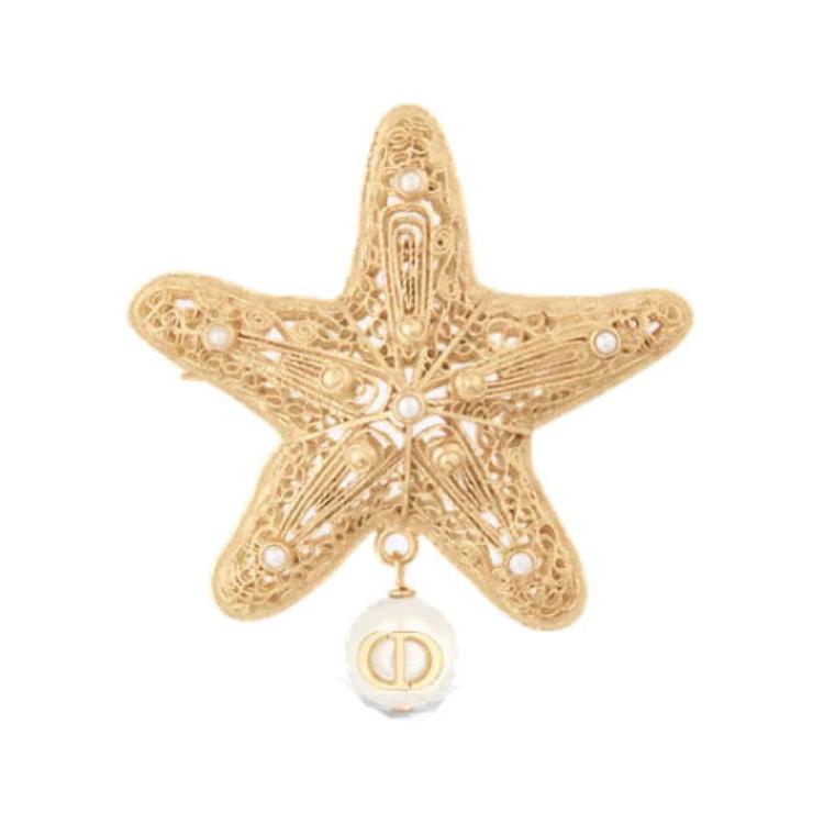 DIOR Resin Metal Brooches Women's Gold