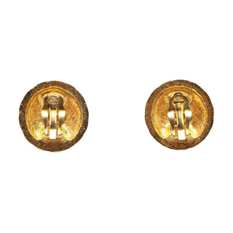 CHANEL 1970-1980 Plated Cc Clip On Costume Earrings