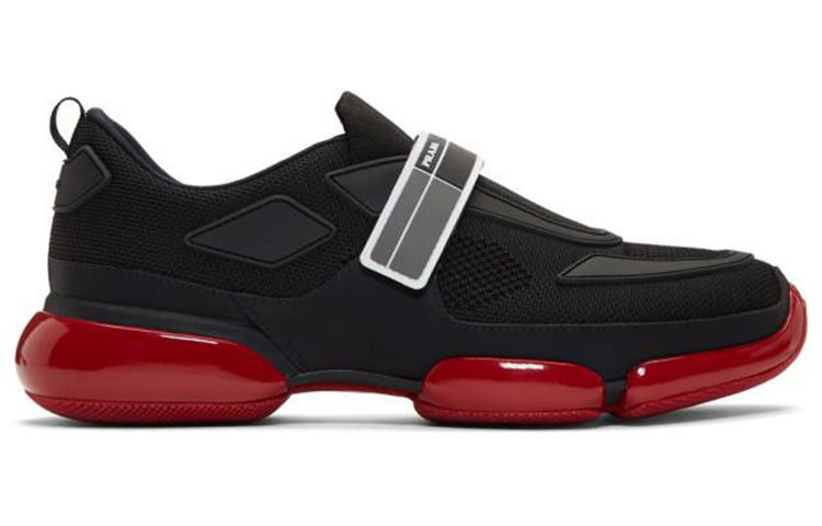 PRADA Cushioning Anti-Slip And Wear-Resistant Low-Top Casual Shoes For Everyday Life Men's Black Red