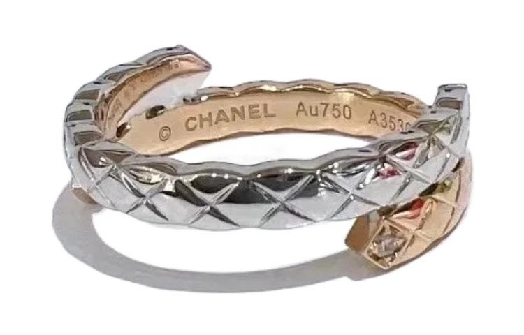 CHANEL 18K Gold Rings Unisex Beige
