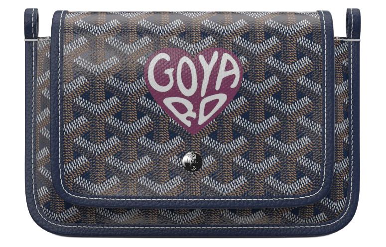GOYARD Canvas With Leather Envelope Bag Crossbody Bag Shoulder Bag Unisex Dark Blue & Wine Red Small Heart