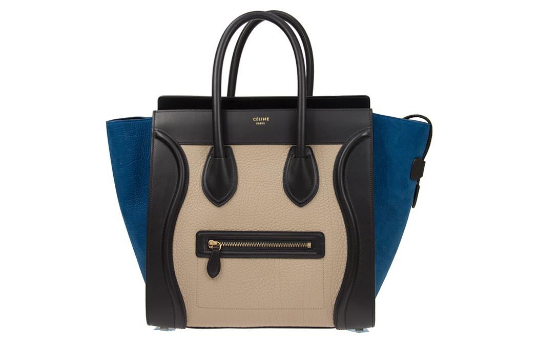 CELINE Calfskin Handbag Mini Women's Gray & Blue & Black
