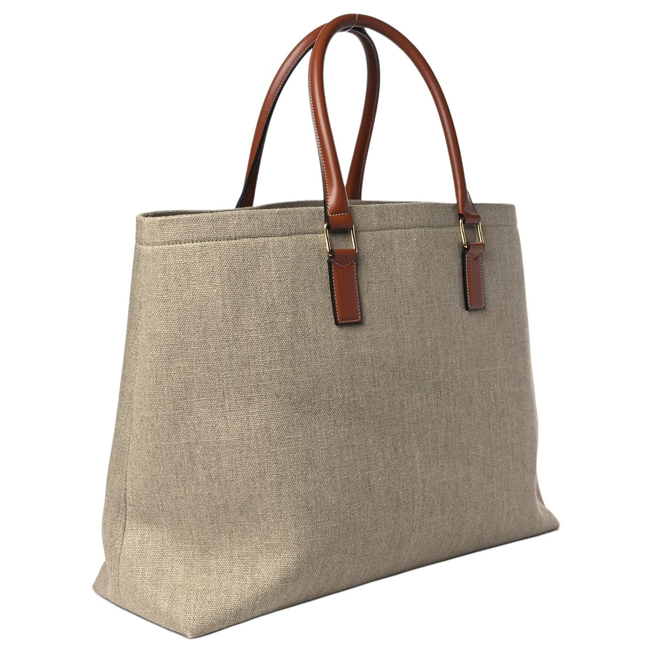 CELINE Canvas With Calfskin Tote Bag Shopping Bag Handbag Women's Tan