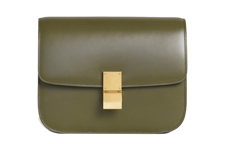 CELINE Classic Bo Polished Cow Leather Handbag, Square Bag, Shoulder Bag, Crossbody Bag Medium Size Women's