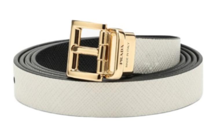 PRADA Double-Sided Design Leather Belts Women's Black Width 1.5CM